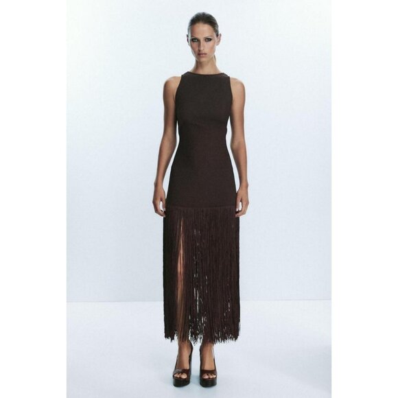 ZARA FRINGED FITTED DRESS - Picture 2 of 10